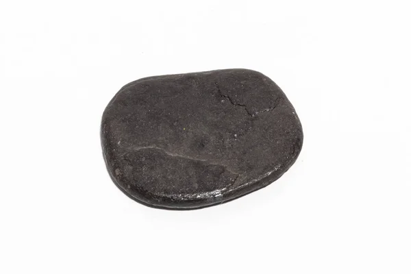 Черный Плоский Камень Изолирован Белом Фоне — стоковое фото