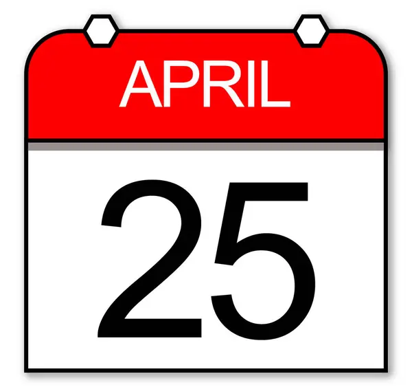 April 25, daily calendar illustrated on a blank background.