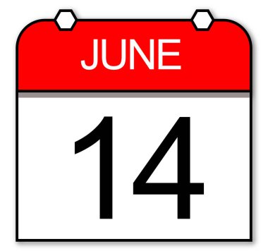 14 Haziran, izole edilmiş günlük takvim. Amerikan bayrağı günü.