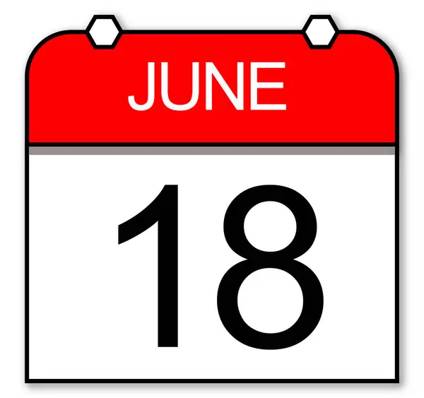 June 18 calendar on white background. Illustration of daily calendar.