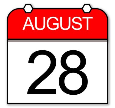 28 Ağustos: Düz tasarım tarzında günlük takvim