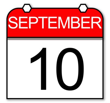 10 Eylül, tarih hatırlatması. düz tasarım günlük takvim.