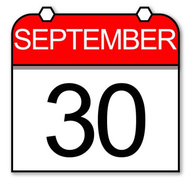 30 Eylül. Basit bir günlük takvim.