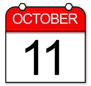 11 Ekim, günlük takvim etiketi beyaz arkaplanda izole edildi.