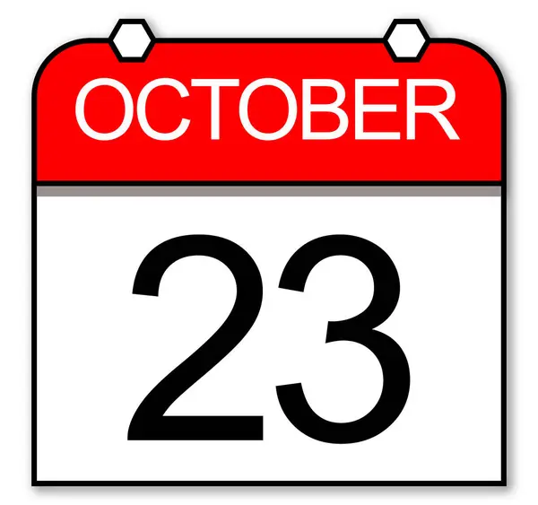 23 Ekim için günlük takvim beyaz arkaplanda izole edildi