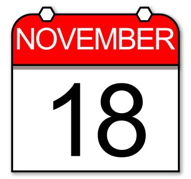 18 Kasım - İllüstrasyon tarzında basit günlük takvim.