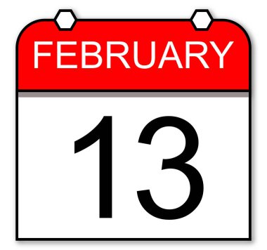 13 Şubat için basit günlük takvim. Tarih işareti. Gün, ay ve yıl.