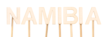 Namibya 'yı heceleyen ahşap yazı karakteri ile Rustik tasarım