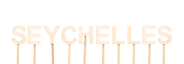 Seyşeller 'i oluşturan ahşap harflerle doğadan esinlenilmiş tasarım. Doğu Afrika 'da Ülke