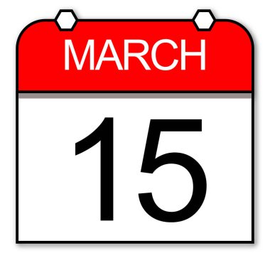 March 15, daily calendar sheet in flat style. Third month. Day, month and year. clipart