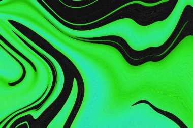 Neon yeşil arka plan ve siyah çizgiler soyut desenler oluşturuyor. Siyah ve koyu yeşilde düzensiz dalgalar. Mermer dizayn