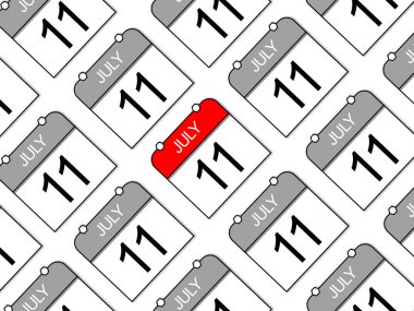 11 Temmuz. Tekrarlanan günlük takvim fonu. Randevu zamanlaması.