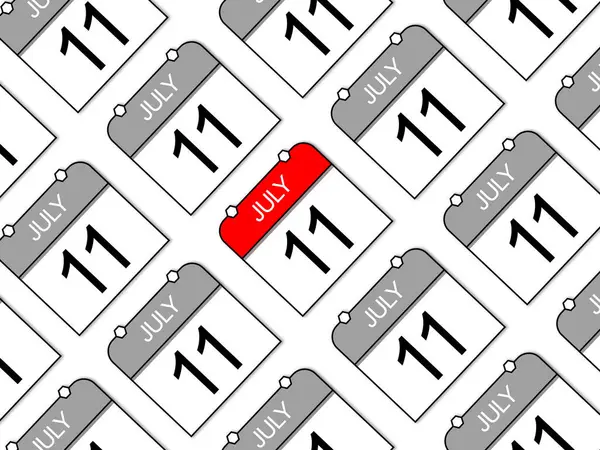 11 Temmuz. Tekrarlanan günlük takvim fonu. Randevu zamanlaması.