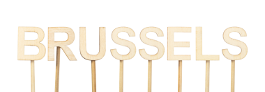 Brüksel, Belçika 'nın başkenti, ahşap harflerle temsil ediliyor. Dünyanın başkentleri kavramı