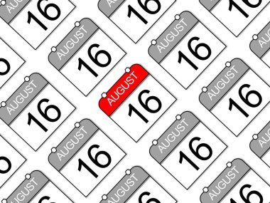 16 Ağustos, günlük takvimlerin kusursuz şablon arkaplanı yineleniyor, bir vurgu.