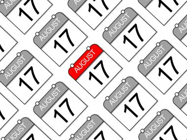 17 Ağustos için şebeke tasarımında basit takvimler. Yılın gün ve ayı. Endonezya Bağımsızlık Günü