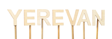 Erivan, Ermenistan 'ın başkenti, düzenli harfler ve beyaz arkaplan görüntüsü, bilgilendirici veya ticari kullanım için ideal