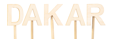 Dakar kelimesi, Senegal 'in başkenti, Batı Afrika ile ilgili içerik için ideal, kalın ve iyi aralıklı ahşap harflerden oluşmuştur.