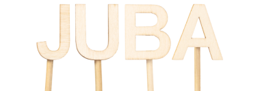 Juba, Güney Sudan 'ın başkenti, büyük tahta harflerle ve temiz planla yazılmış.