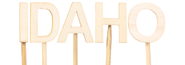 Idaho eyaletinin adı ahşap harflerle, yaratıcı projeler için ideal, okul dekorasyonu ve ABD coğrafyası hakkında editoryal tasarım ile kurulmuştur.