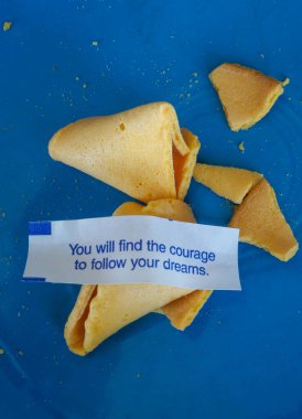 Fortune cookie predicts you will find the courage to find success in life