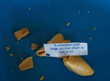 Dream and act to accomplish great things.  Fortune cookie.