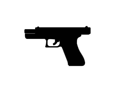 Logo, Pistol Gun, Piktogram, Web sitesi veya Grafik Tasarım Elementi 'nin silueti. Vektör İllüstrasyonu