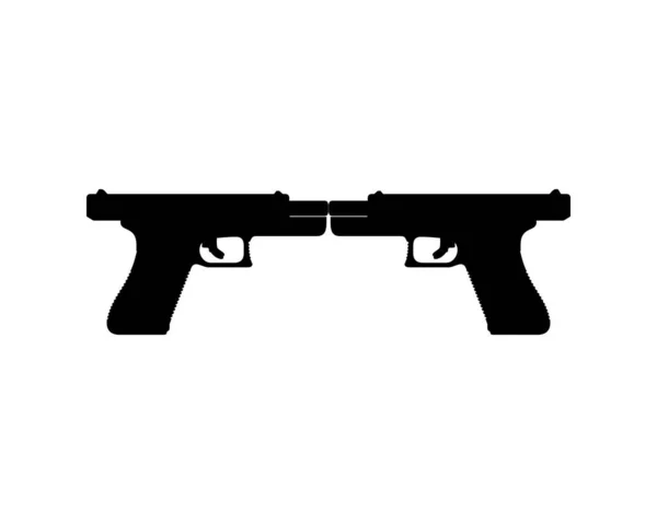 Silhouette Pistol Gun Logo Pictogram Website Graphic Design Element 사기적 — 스톡 벡터