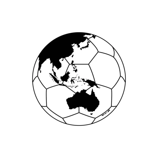 Világ Térkép Lábgolyó Sziluett Ikon Szimbólum Piktogram Sport Hírek Art — Stock Vector