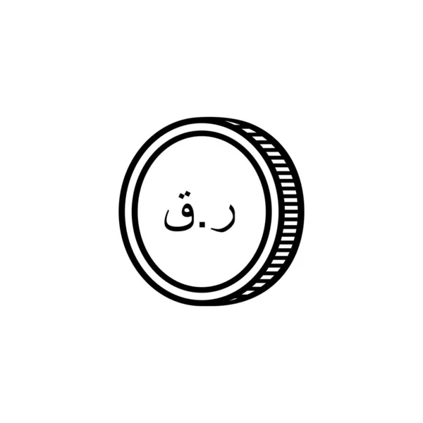 Qatar Moneda Icono Símbolo Qatar Riyal Árabe Versión Signo Qar — Vector de stock