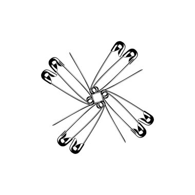 Sanat Illustration, Logo, Website, Apps, Pictogram veya Grafik Tasarım Elementi için Güvenli Pin Silueti bileşimi. Vektör İllüstrasyonu 