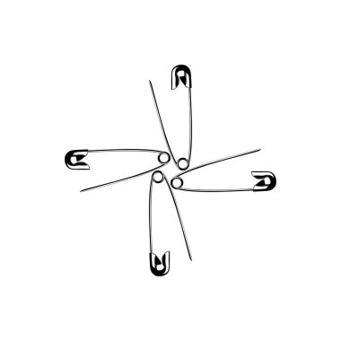 Sanat Illustration, Logo, Website, Apps, Pictogram veya Grafik Tasarım Elementi için Güvenli Pin Silueti bileşimi. Vektör İllüstrasyonu 
