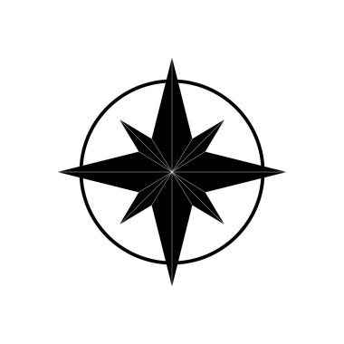 Simge, Sembol, Uygulamalar, Web Sitesi, Pictogram, Sanat Resimleri veya Grafik Tasarım Elemanı için Pusula Silueti. Vektör İllüstrasyonu 