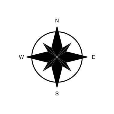 Simge, Sembol, Uygulamalar, Web Sitesi, Pictogram, Sanat Resimleri veya Grafik Tasarım Elemanı için Pusula Silueti. Vektör İllüstrasyonu 