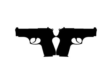 Pistol Gun for Logo, Pictogram, Art Illustration, Website veya Grafik Tasarım Elementi 'nin silueti. Vektör İllüstrasyonu
