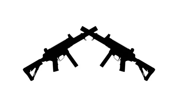 用于标识 象形文字 艺术说明 网站或平面设计元素的武器枪的轮廓 病媒图解 — 图库矢量图片