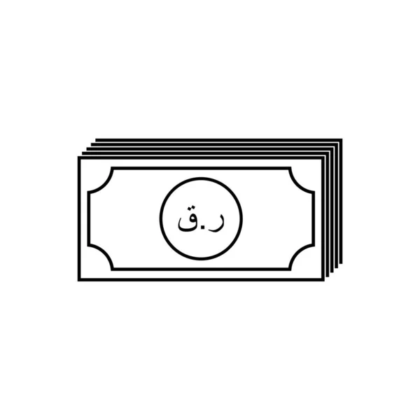 カタール通貨アイコンシンボル カタールリヤル アラビア語版 Qarサイン ベクターイラスト — ストックベクタ