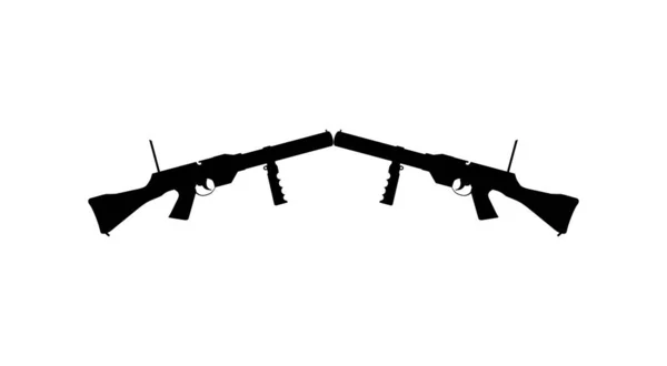 用于标识 象形文字 艺术说明 网站或平面设计元素的武器枪的轮廓 病媒图解 — 图库矢量图片