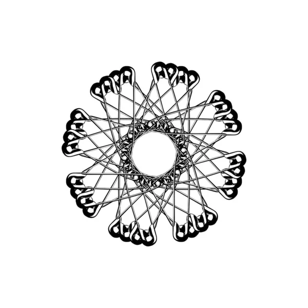 Καλλιτεχνικό Σχήμα Κύκλου Made Safety Pin Σύνθεση Για Διακόσμηση Διακόσμηση — Διανυσματικό Αρχείο