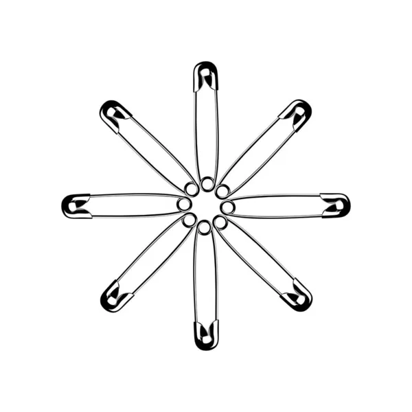 Kształt Artystyczny Wykonany Przypinki Bezpieczeństwa Kompozycja Dekoracji Ozdoby Logo Strona — Wektor stockowy