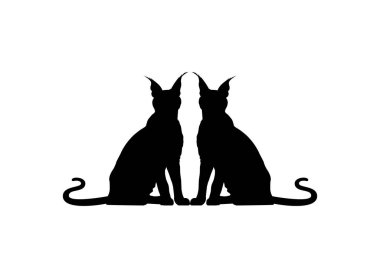 Art Illustration, Logo, Pictogram, Web sitesi veya Grafik Tasarım Elementi için Karakter Kedi Silueti Çifti. Vektör İllüstrasyonu