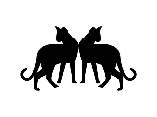 Para Savanah Cat Silhouette Art Illustration Logo Piktogram Strona Internetowa — Wektor stockowy