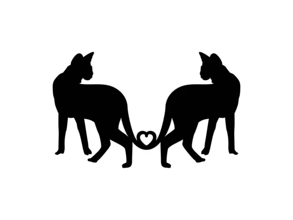 Pair Savanah Cat Silhouette Art Illustration Logo Pictogram Website Graphic — Stock Vector