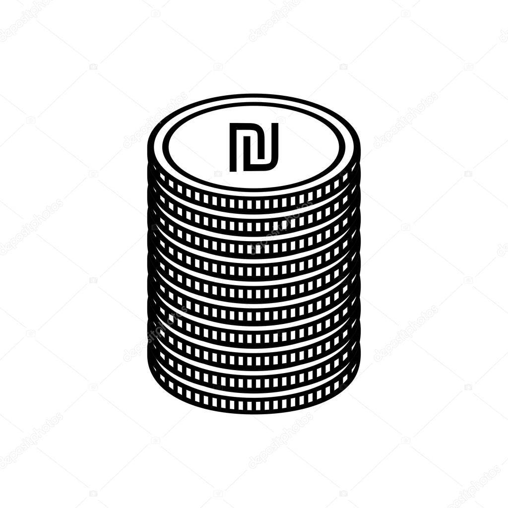 Israel Moneda Icono Símbolo. Shekel israelí, ILS Sign. Ilustración