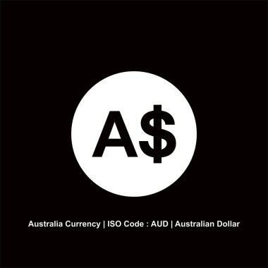 Avustralya Para Birimi, AUD İşareti, Avustralya Doları Simgesi. Vektör İllüstrasyonu