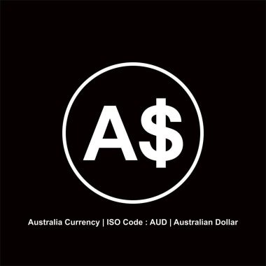 Avustralya Para Birimi, AUD İşareti, Avustralya Doları Simgesi. Vektör İllüstrasyonu
