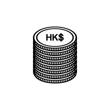 Hong Kong Para Birimi, HKD İşareti, Hong Kong Dolar Simgesi. Vektör İllüstrasyonu