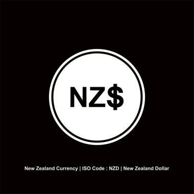 Yeni Zelanda Para Birimi Simgesi. Yeni Zelanda Doları, NZD işareti. Vektör İllüstrasyonu