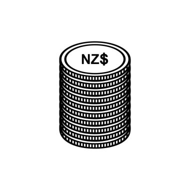 Yeni Zelanda Para Birimi Simgesi. Yeni Zelanda Doları, NZD işareti. Vektör İllüstrasyonu