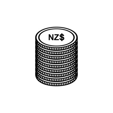 Yeni Zelanda Para Birimi Simgesi. Yeni Zelanda Doları, NZD işareti. Vektör İllüstrasyonu